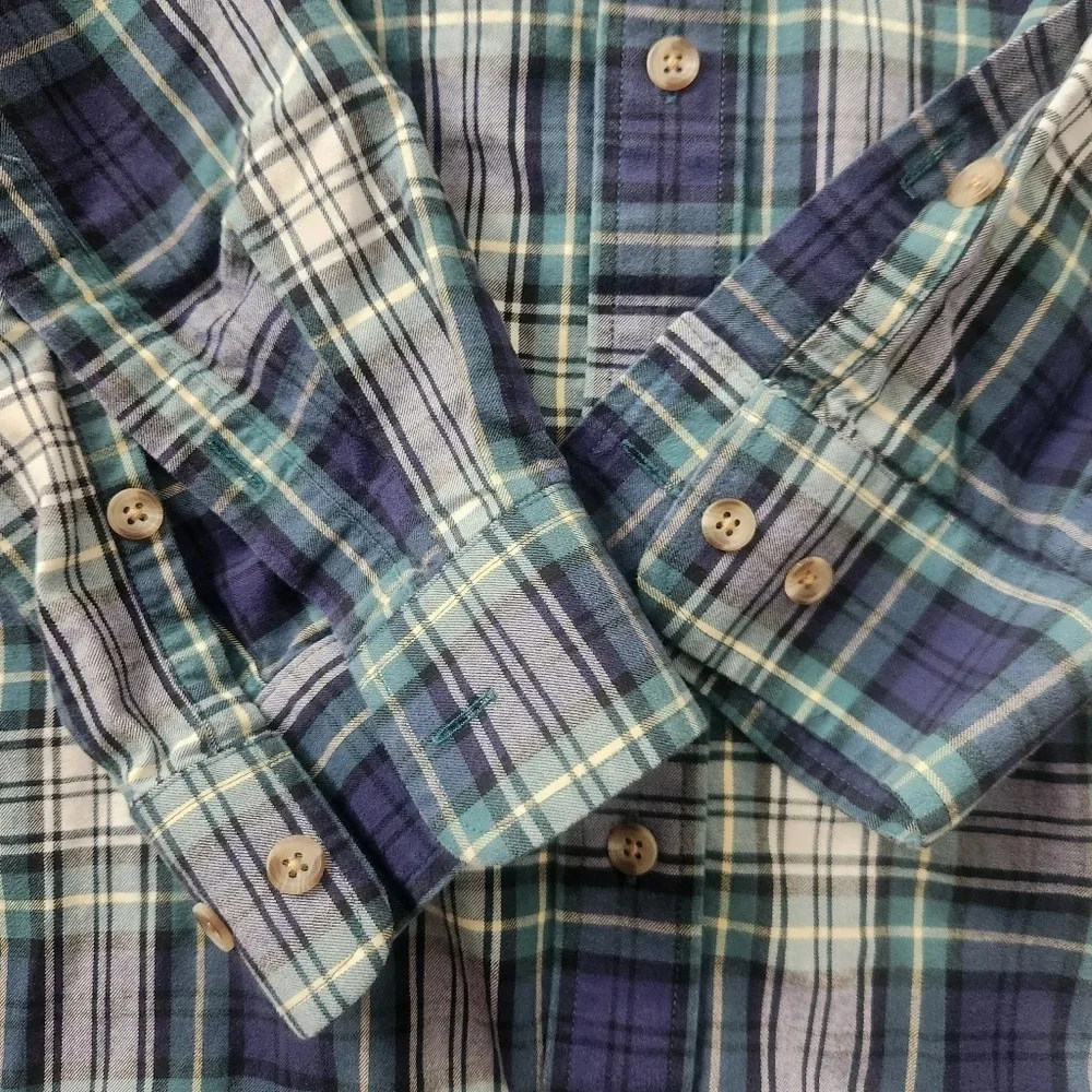 Orton Brothers Plaid 100% Cotton Shirt Size LARGE Long Sleeve Button Down